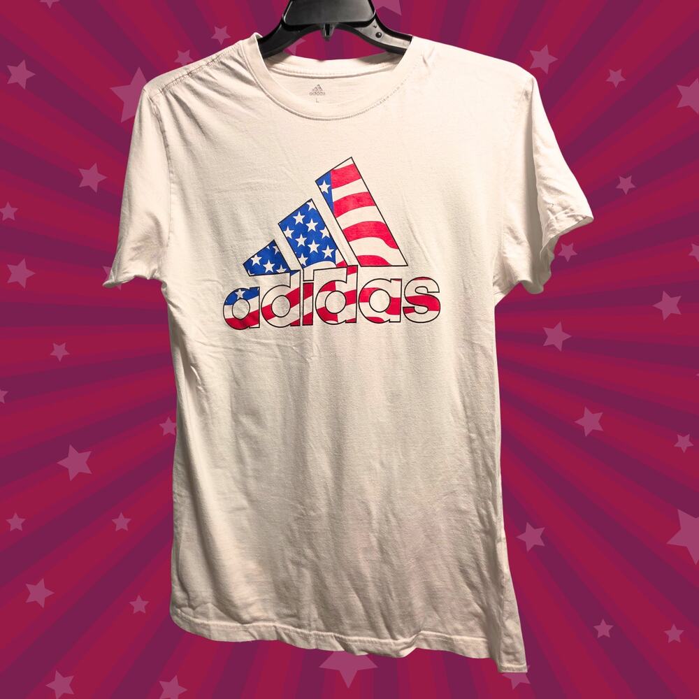Adidas Golf Patriotic American Flag Logo T-Shirt - Large